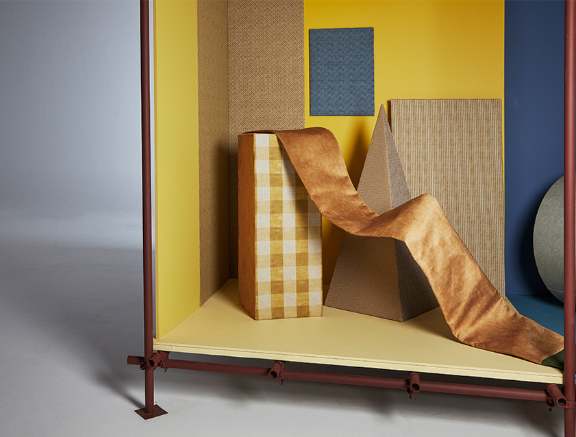 Shapes and textures in yellow and blue